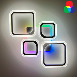 Потолочная светодиодная люстра с пультом и динамической подсветкой RHOMBUS WH 90W RGB RHOMBUS BK 90W RGB фото