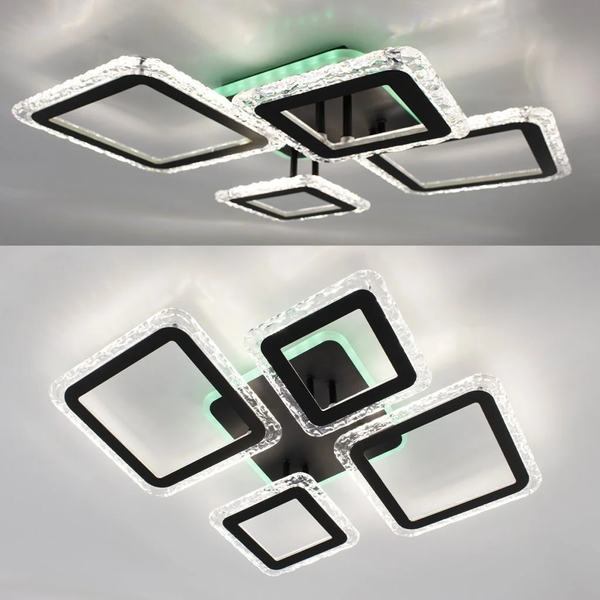 Люстра світлодіодна з пультом OVAL ICE RGB 75W чорна 10405 фото
