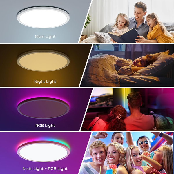 Смарт світильник LED з пультом та підсвіткою MILLENNIUM RGB 38W білий 361338 фото