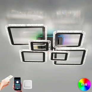 Люстра светодиодная с пультом и подсветкой RGB разноцветной OVAL ICE RGB BK 120W SMART 10481 фото