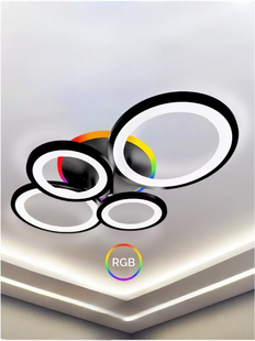Светодиодная люстра с пультом и RGB подсветкой SL-5333/2+2 RGB BK SL-5332/2+2 BK+RGB фото