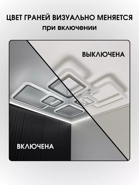 Люстра з пультом квадратна світлодіодна чорного кольору A8160/6WH A8160/6WH фото