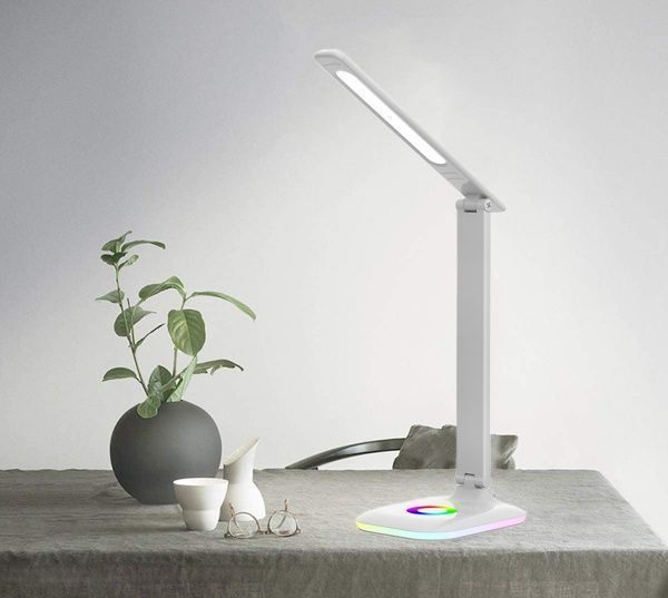 Настольная лампа светодиодная настольная лампа с подсветкой DE1729 9W WH RGB 40068 фото