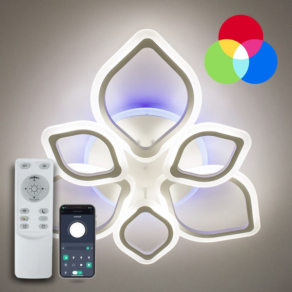 Люстра світлодіодна з пультом та підсвіткою AZALIA RGB 90W біла AZALIA RGB 90W фото