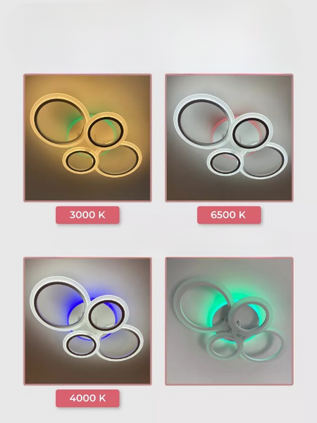 Потолочная светодиодная люстра с пультом и RGB подсветкой SL-5333/2+2 RGB WT 80W белая SL-5333/2+2 RGB WT фото