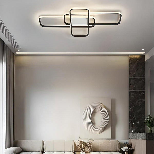 Люстра LED мінімалістична квадратна чорна з пультом SVEN 105W 3SQ 10570 фото
