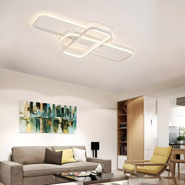 Люстра LED мінімалістична квадратна біла з пультом SVEN 105W 3SQ 10569 фото